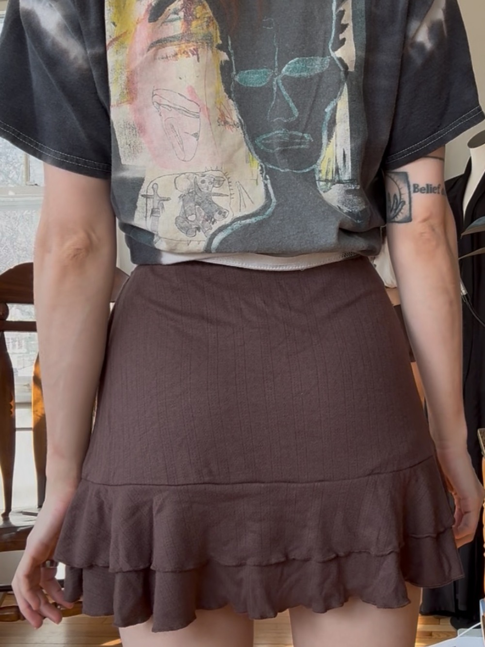 Target Brown Ruffle Mini Skirt - Picture 3 of 3